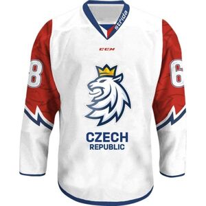 CCM DRES S VÝŠIVKOU LOGO LEV ČESKÝ HOKEJ 18/19 bílá M - Fanouškovský dres