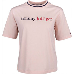 Tommy Hilfiger CN TEE SS LOGO světle růžová S - Dámské tričko